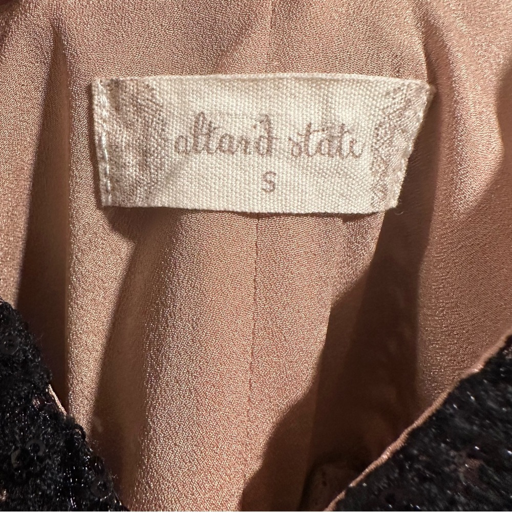 Altar’d State Black Lace Kayann Mini Dress V-Neck Sequin Nude Lining Size Small - Picture 2 of 16